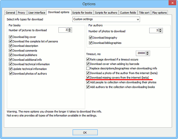 Download options for books